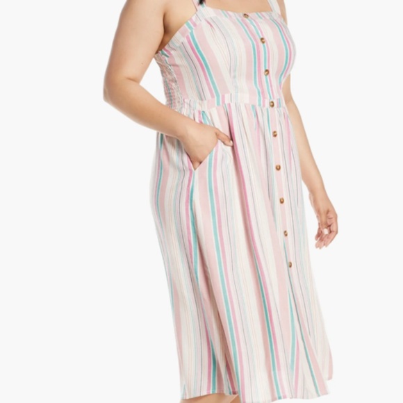 BP. Stripe Button Front Midi Dress (4XL) - Picture 3 of 13